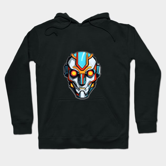 Futuristic Cybernetic Warrior Helmet Design Hoodie by AIHRGDesign